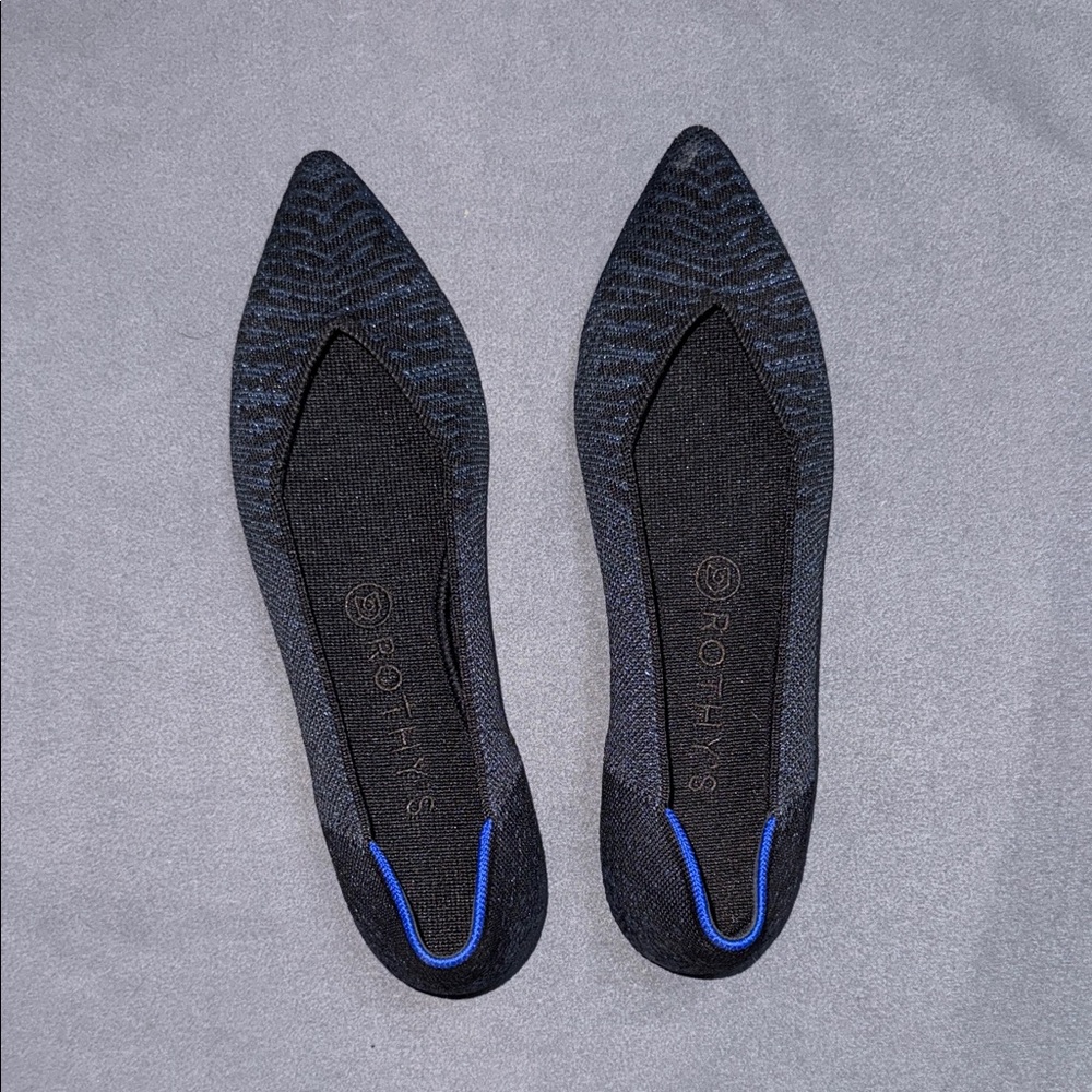 NWOB Rothy's Women's Black and Blue Sparkly points size 9